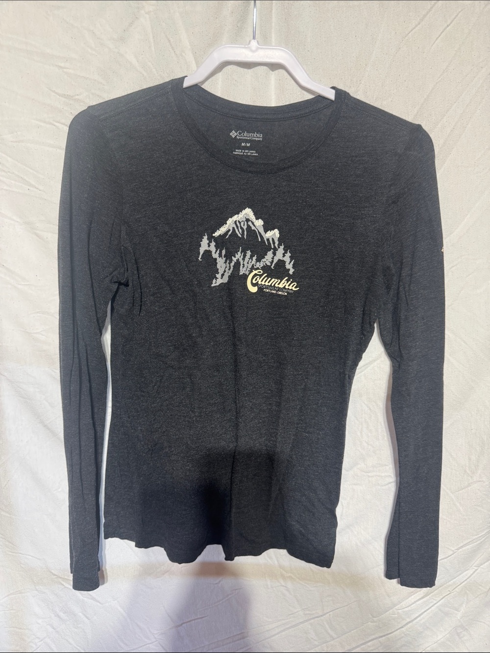 Columbia Women's Black Long Sleeve Tee with Cream Mountain Logo
